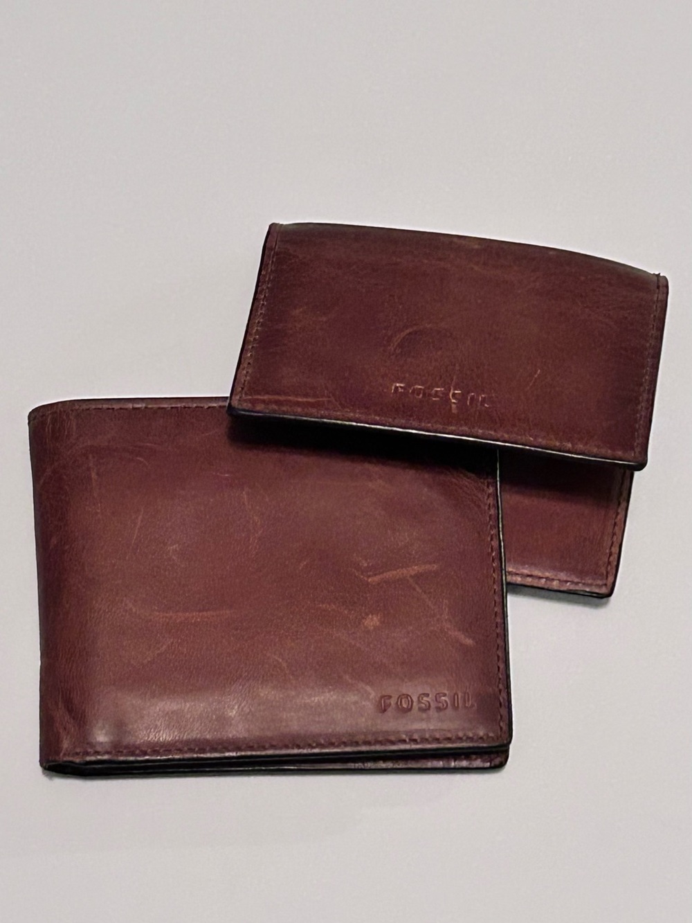 Fossil Derrick Buffalo Hide Leather RFID Passcase Wallet Bifold Men’s 4.25”x3.5”